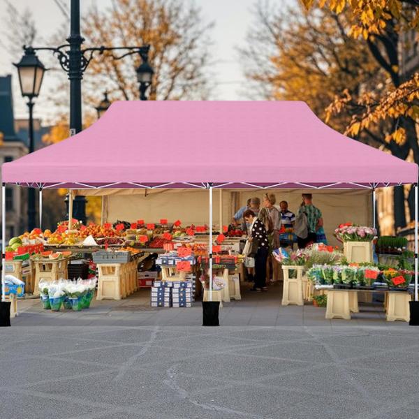Pop Up Canopy Tent - Pink - 10 x 20 ft - Portable Outdoor Shelter - UPF50+ Protection