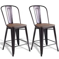 Picture of Total Tactic HW51454COPPER Copper Metal Wood Counter Chairs - Set of 2