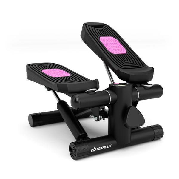 SP38347BK Mini Stepper with Resistance Bands & Adjustable Height for Exercise At Home - Black
