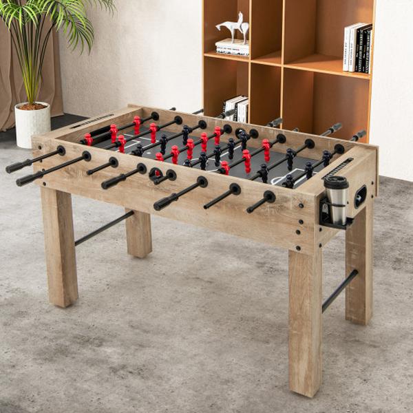 Picture of Costway UY10146NA 54 in. Full Size Foosball Table with Legs 2 Balls & 2 Foldable Cup Holders for Kids Teens Adults - Natural