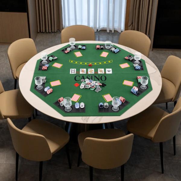 UY10155GN 8-Player Foldable Poker Table Top with Carrying Bag - Green