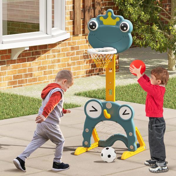 Picture of Costway UY10167 4-in-1 Toddler Basketball Hoop with Rim & Soccer Goal for 3 & Up Kids