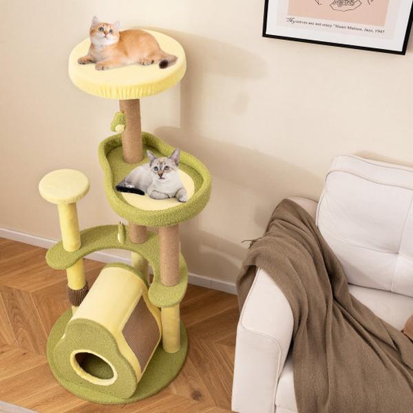 Picture of Costway PV10258GN Freestanding Multi-Level Avocado Cat Tower with Private Condo - Green