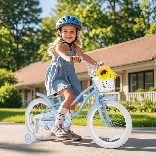 TS10086NY-18 18 in. Kids Bike with Adjustable Handlebar & Seat for 4-8 Year Old - Light Blue