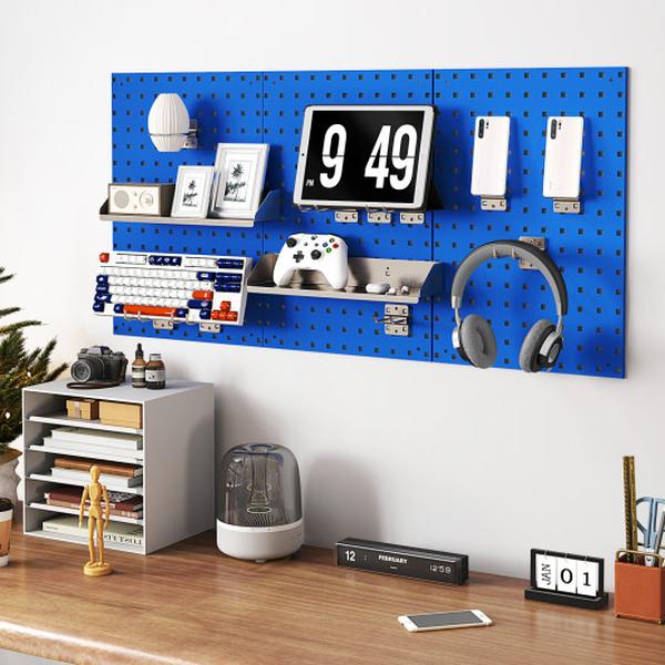 TA10069NY Wall-Mounted Pegboard Kit with 3 Pegboards for Garage Workshop - Navy