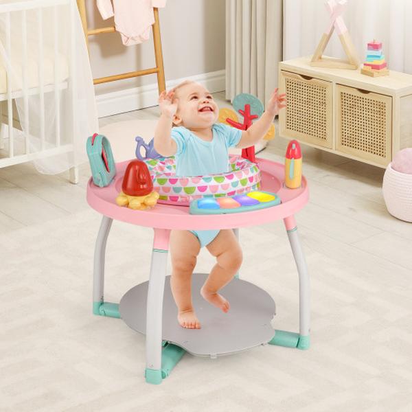 TM10116PI 5-in-1 Baby Activity Center Interactive Bounce Seat with Removable Toys - Pink