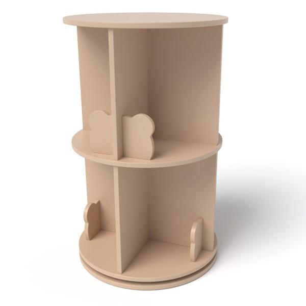 Picture of Costway TP10363NA 2 Tier Freestanding Kids Rotating Bookshelf Storage Rack with Bear Baffles - Natural