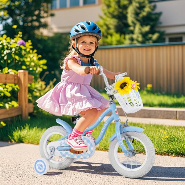 TS10086NY-12 12 in. Kids Bike with Adjustable Handlebar & Seat for 3-4 Year Old - Light Blue