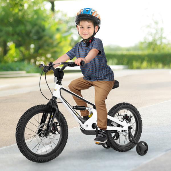 TS10189WH-16 16 in. Kids Adjustable Magnesium Alloy Bicycle for Aged 4 to 7 - White