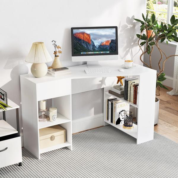 CB10844WH 48 in. L Shaped Corner Executive Computer Desk with Drawer - White
