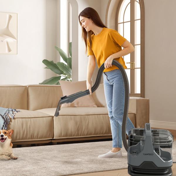ES10448US-GR 600W Upholstery Cleaner Machine with 15KPA Powerful Suction & Versatile Attachments - Gray