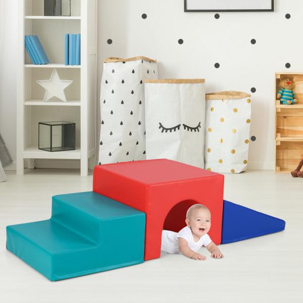 Picture of Costway FH10128RE Climb & Crawl Foam Block Play Set for Infant Baby - Red