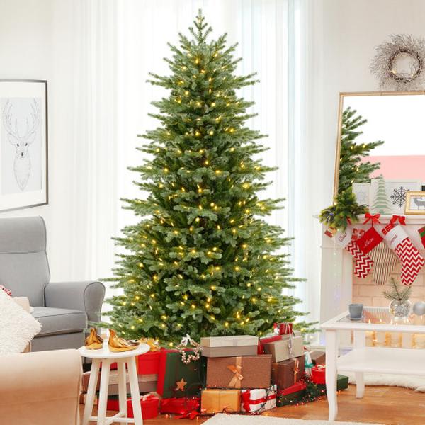 Picture of Costway CM24967US-L 7 ft. Artificial Christmas Tree with 3156 Lush PVC & 400 Warm White LED Lights - Large