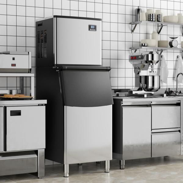Picture of Costway FP10857US-SL- 418 lbs per 24 Hour Commercial Ice Maker Machine with 200 lbs Storage Bin - Silver