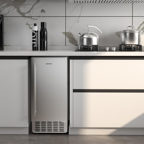 Picture of Costway FP10866US-SL Under Counter Nugget Ice Maker with Self-Cleaning & 24H Timer - Silver