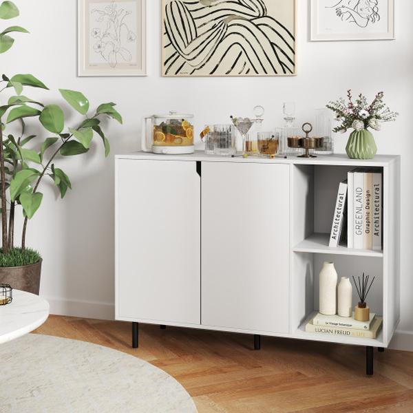 Picture of Costway JV12135WH 42 in. Kitchen Sideboard Buffet Cabinet with Adjustable Shelves - White