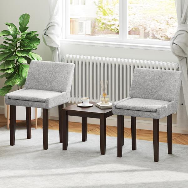 Picture of Costway JV12492BN- Accent Table & Chair Set for Kitchen & Living Room - Brown & Gray - 3 Piece