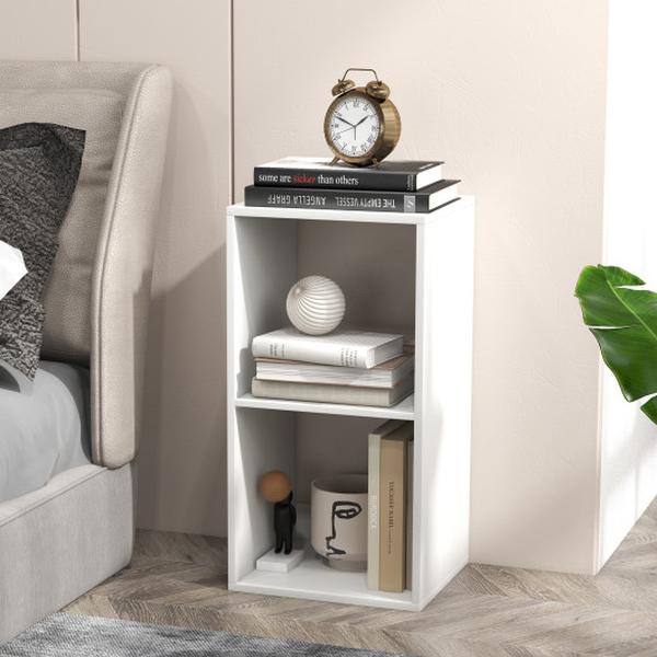 CB10748WH 2 Cube Bookshelf with Back Guardrail for Living Room Bedroom - White