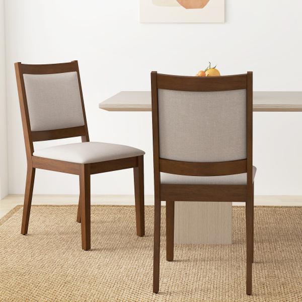 KC58130BN Modern Dining Upholstered Kitchen Chair with Padded Backrest - Brown - Set of 2