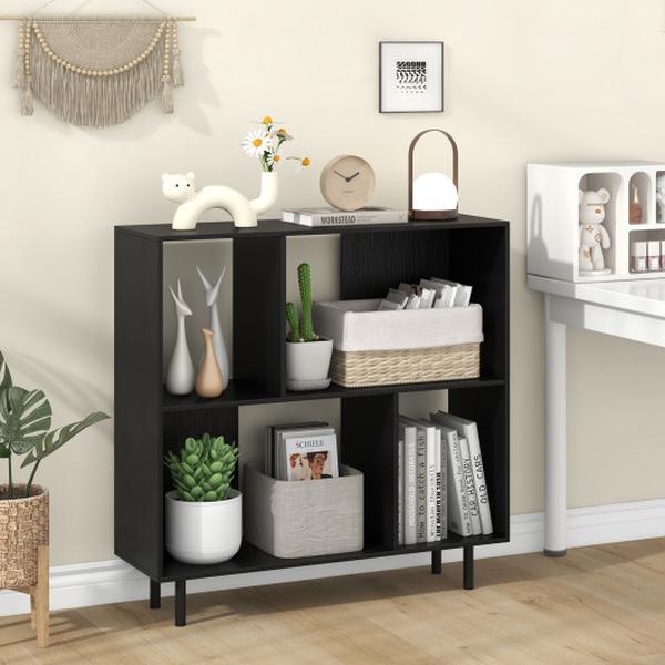 Picture of Costway JV12172DK Open Shelf Bookcase with 4 Compartments - Black