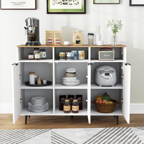 JV12183NA- Sideboard Kitchen Buffet Storage Cabinet with 5-Position Adjustable Shelves - White