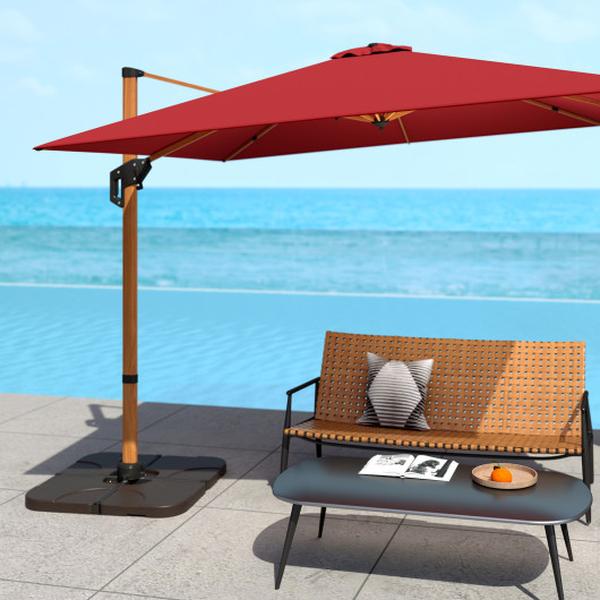 OP3509CF 20 in. Patio Offset Water Filled Plate Umbrella Base - Sand & Coffee