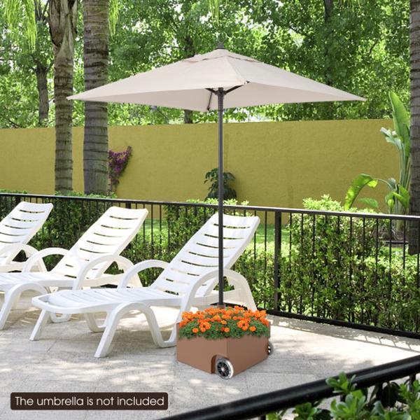 NP10614CF 150 lbs Wheels Planter Outdoor Patio Umbrella Base Stand - Coffee
