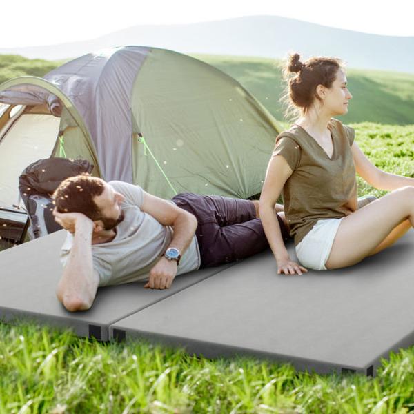 Picture of Costway NP11816GR Indoor Outdoor Sleeping Mat with High Density Foam Cushion & Carrying Bag - Gray