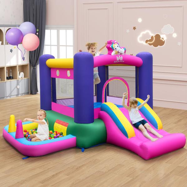 NP11962 Inflatable Bounce House with Slide Splash Pool & Ring Tossing Games without Blower