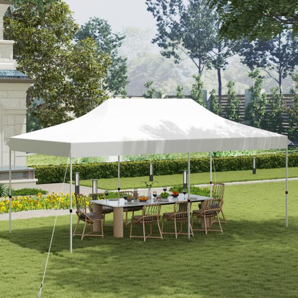 NP12122WH 10 x 20 ft. Pop Up Canopy Tent Foldable Portable Outdoor Gazebo with Carry Bag - White -  Costway