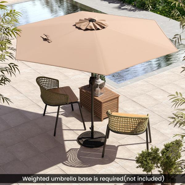 NP12189TN 7.5 ft. Outdoor Patio Heavy Duty Market Umbrella with Push Button Tilt - Tan
