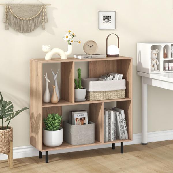 Picture of Costway JV12172NA Open Shelf Bookcase with 4 Compartments - Natural