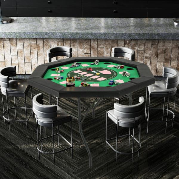 NP12057GN 48 in. Foldable Poker Table with Padded Rails & Cup Holders - Green