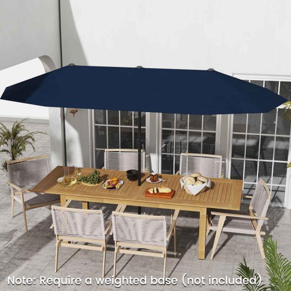 Costway 13 ft. Large Patio Outdoor Double-Sided Table Market Umbrella with Crank Handle - Navy