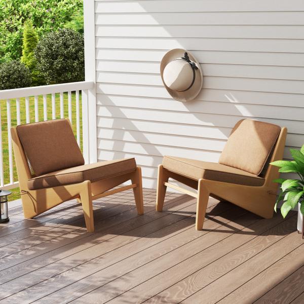 Picture of Costway NP12232YW Outdoor Patio Cushion Set with Removable Covers - Brown - Pack of 2