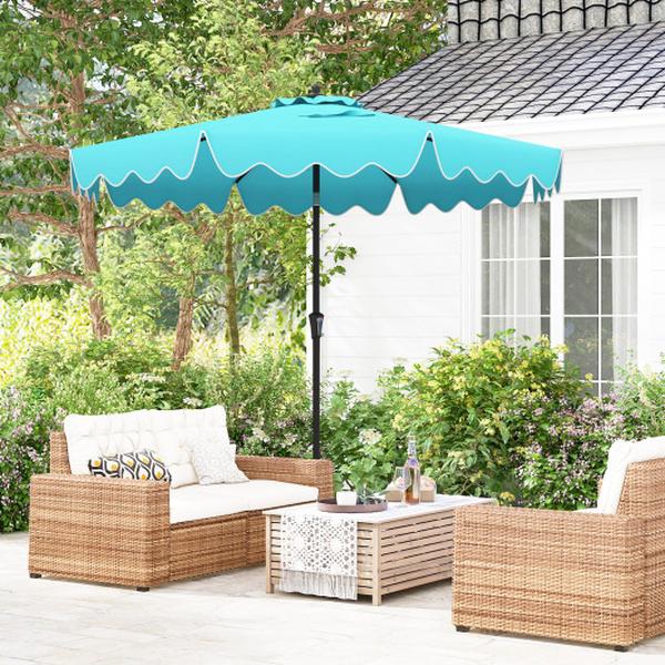 NP12390TU 9 ft. Patio Umbrella with Crank Handle & Push Button Tilt - Turquoise