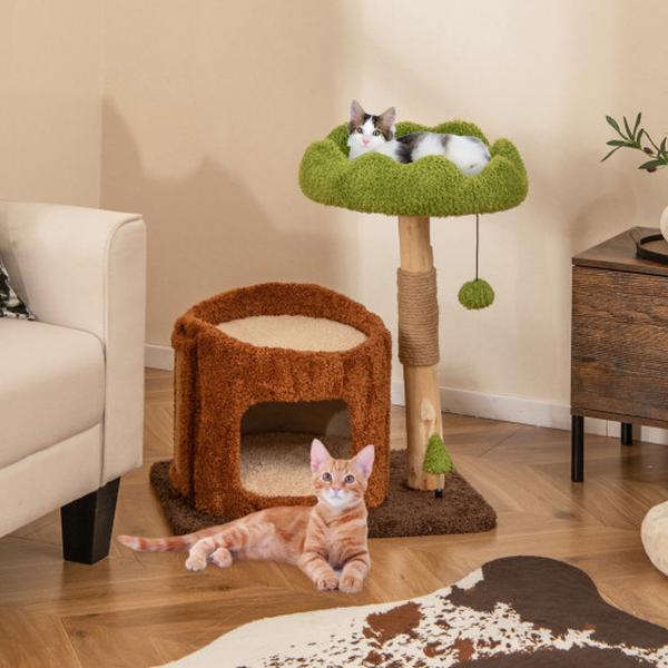 Picture of Costway PV10211BN Multifunctional Cat Tower Tree with Scratching Posts & Top Perch - Brown