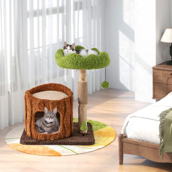 Picture of Costway PV10211BN Multifunctional Cat Tower Tree with Scratching Posts & Top Perch - Brown