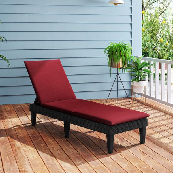 NP11525DK-A-NP11525RE-1 3-Position Adjustable Backrest & Cushion Patio Lounge Chair - Red