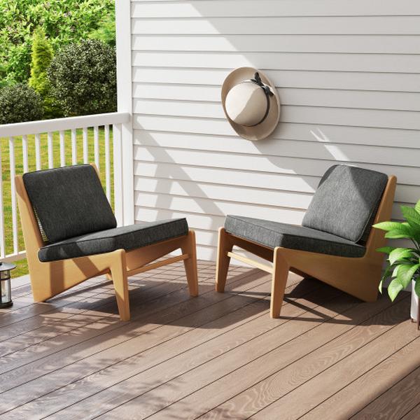 Picture of Costway NP12232GR Outdoor Patio Cushion Set with Removable Covers - Gray - Pack of 2