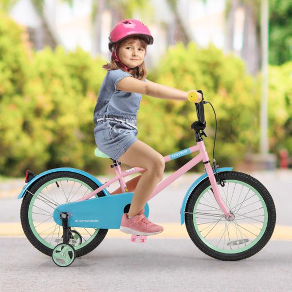 TS10177PI-18 Kids Bike with Adjustable Handlebar & Saddle, Pink - 18 in.