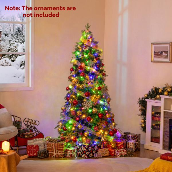 Picture of Costway CM24780US-S Pre-Lit Artificial Christmas Tree with 11 Modes & Metal Stand - 6 ft.