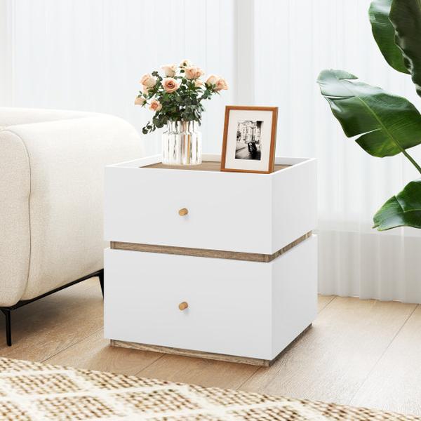 Picture of Costway HU10917 2-Drawer Modern Nightstand with Storage for Living Room Bedroom
