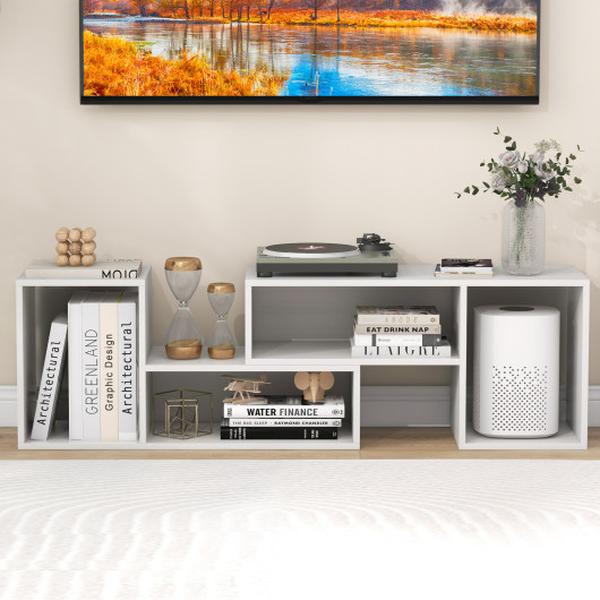 HV10622WH Adjustable TV Stand with Storage Cubes for TVs Up to 55 in. - White - 2 Piece