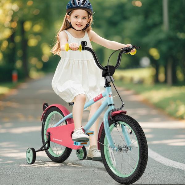 TS10177BL-16 Kids Bike with Adjustable Handlebar & Saddle, Blue - 16 in.