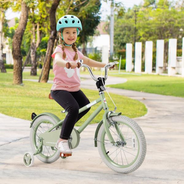 TS10177GN-16 16 in. Kids Bike with Adjustable Handlebar & Saddle - Green