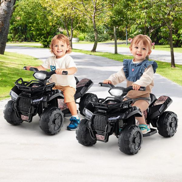 TQ10019US-NB 6V Kids ATV Quad Electric Ride on Car with LED Light & MP3 - Solid Black