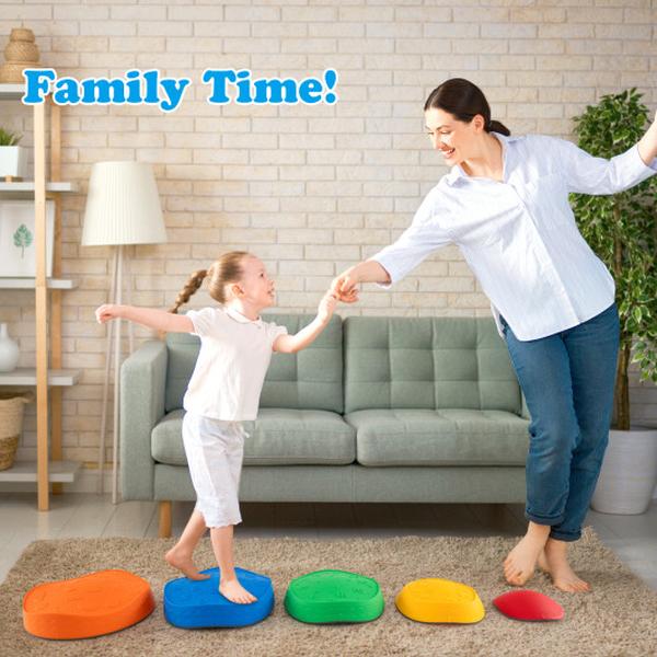 UY10133CS Kids Stackable Round River Indoor Outdoor Stepping Stones - Multi Color - 5 Piece