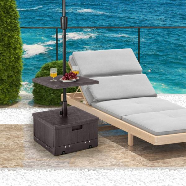 NP11093CF 175 lbs Outdoor Fillable Umbrella Base with Table Tray - Brown