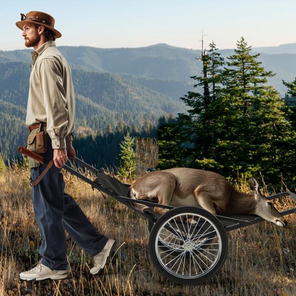 TH10092 550 lbs Folding Deer Game Cart with Polyester Liner for Hunting